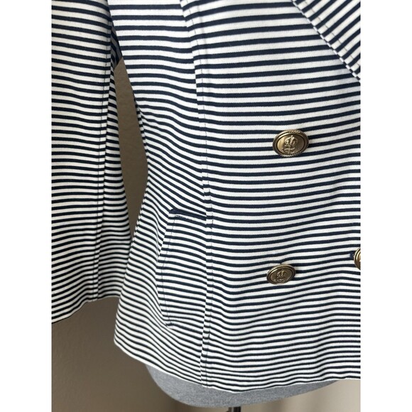Cabi Size Small Blue Striped Double Breasted Blazer Jacket, Style #823 - Picture 4 of 9